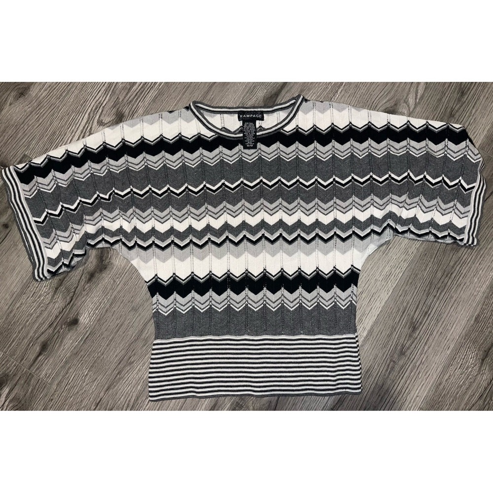 Rampage Women's Size Medium Short Sleeve Sweater‎ Y2K Vibes Grey